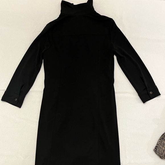 Black collar dress.  Sleeves are three quarter.  Small slits up the sides. - Picture 3 of 3